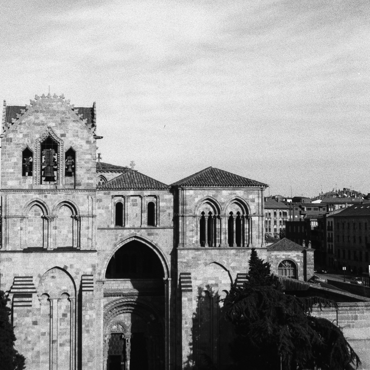  Front facade of the Basilica of the Holy Martyr Brothers, Vicente, Sabina y Cristeta, at Avila, Spain 