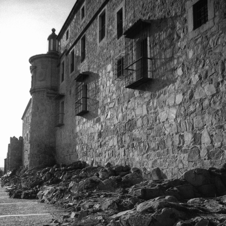  South side of the rampart wall of Avila, Spain. Episcopal palace. 