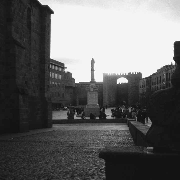  Square of Saint Teresa, and Alcazar door of the rampart wall of Avila 