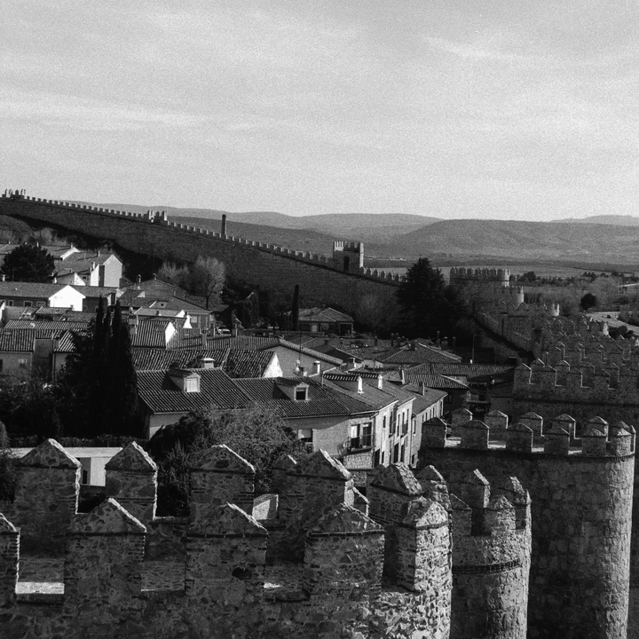  East side of the rampart wall of Avila, Spain, viewed from its top 