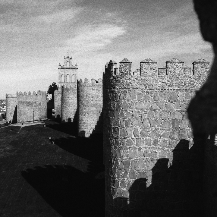  North side of the rampart wall of Avila, Spain, viewed from its top 