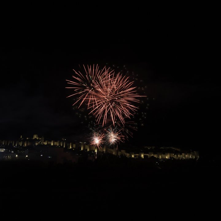  Fireworks in honour to Saint Theresa in front of the northen wall of the rampart at Avila, Spain (october 2025) 