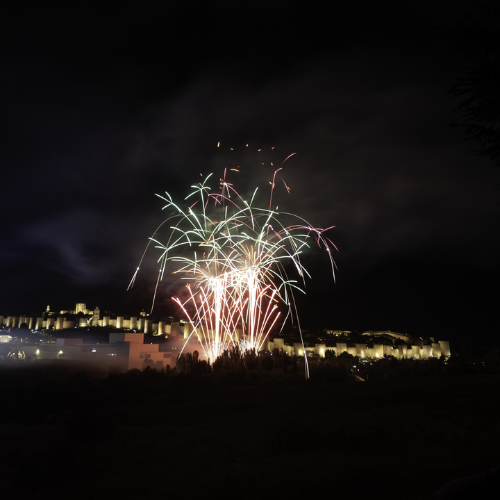  Fireworks in honour to Saint Theresa in front of the northen wall of the rampart at Avila, Spain (october 2025) 