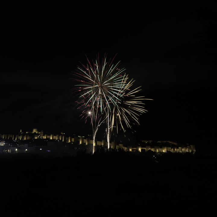  Fireworks in honour to Saint Theresa in front of the northen wall of the rampart at Avila, Spain (october 2025) 