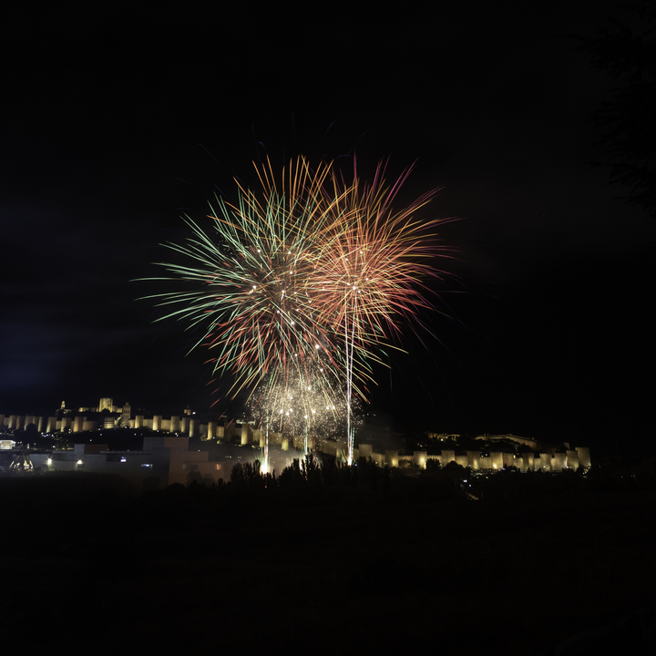  Fireworks in honour to Saint Theresa in front of the northen wall of the rampart at Avila, Spain (october 2025) 