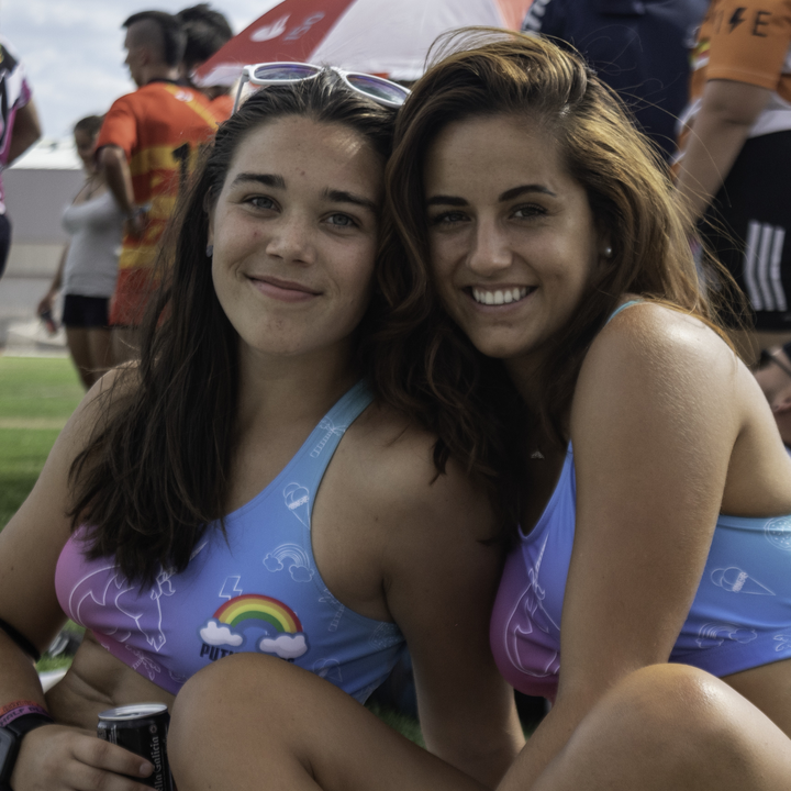 Rugby player girls at a rugby seven series