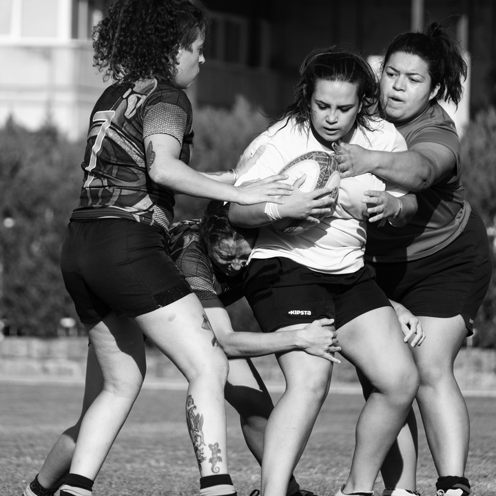 Rugby player girls at a rugby seven series
