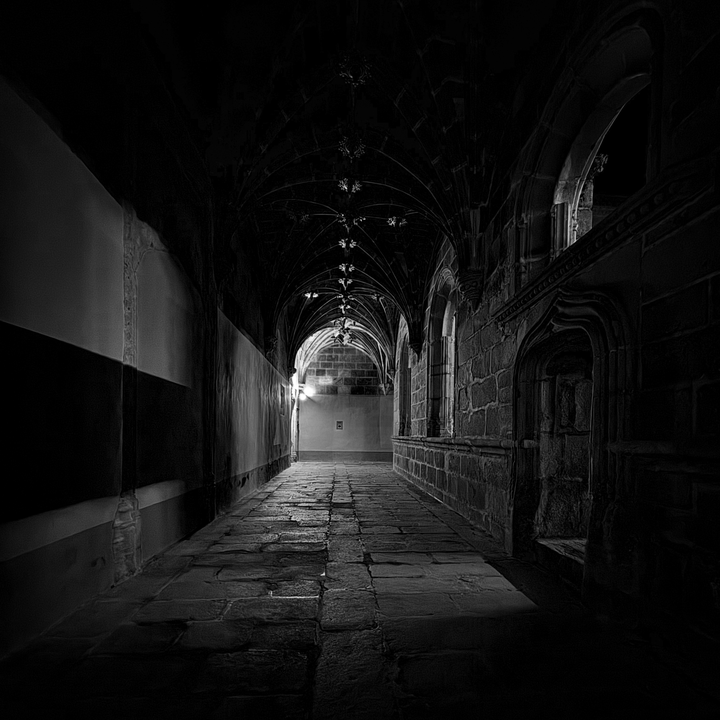 A quiet walk through history. This cloister at the Monastery of Santo Tomás in Ávila feels like stepping into another century—stone, silence, and a single light guiding the way. A place where time slows down, even for a moment. 