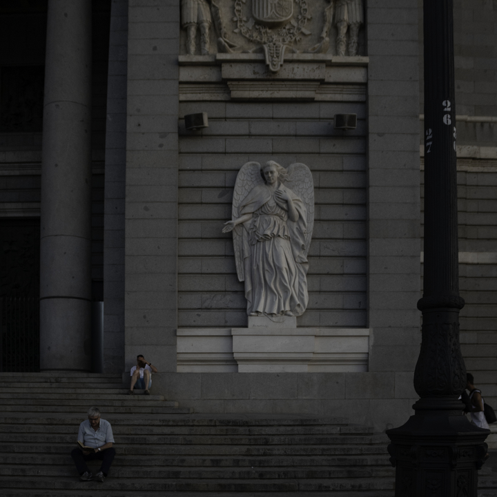 Facade of the Cathedral dedicated to la Almudena, at Madrid (summer 2022)