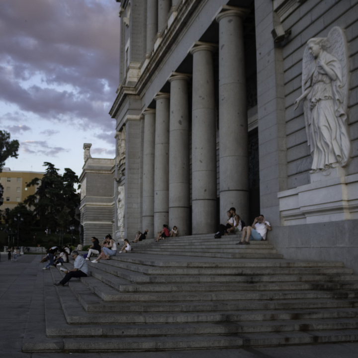 Facade of the Cathedral dedicated to la Almudena, at Madrid (summer 2022)