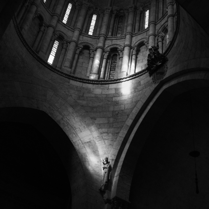  Awe-inspiring view of the interior of the Old Cathedral of Salamanca, Spain, bathed in warm sunset light. 
