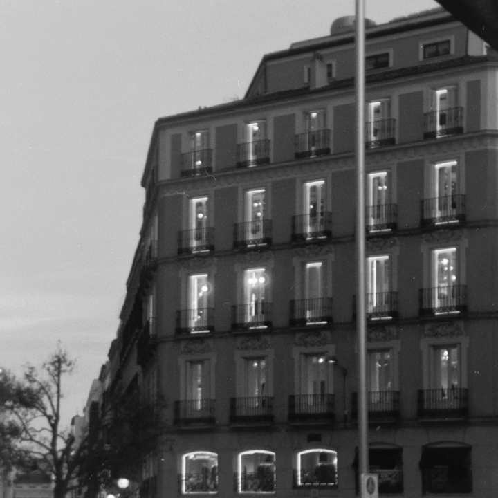 Callao Square on a daily moment, on a 35mm camera