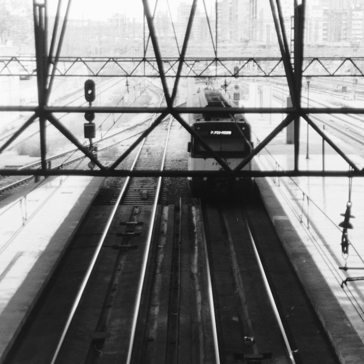 Commuter train arriving to Puerta de Atocha station